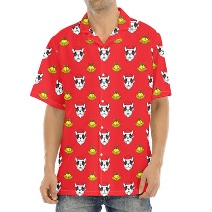 Christmas French Bulldog Santa Print Aloha Shirt
