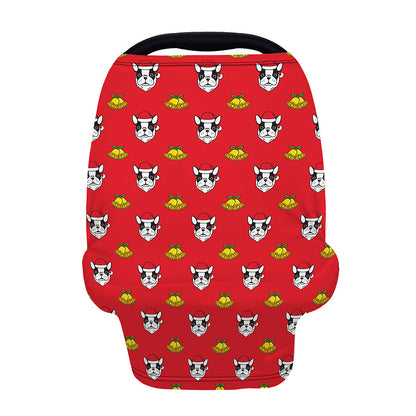 Christmas French Bulldog Santa Print Baby Seat Cover