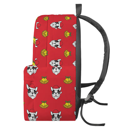 Christmas French Bulldog Santa Print Backpack