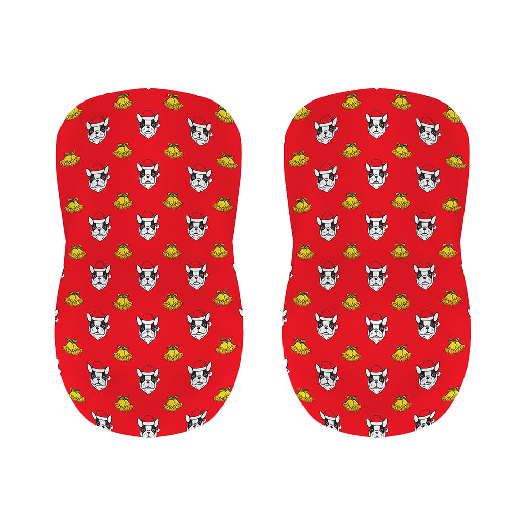 Christmas French Bulldog Santa Print Bar Stool Covers