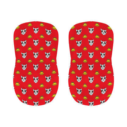 Christmas French Bulldog Santa Print Bar Stool Covers