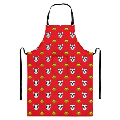 Christmas French Bulldog Santa Print Bib Apron With Pocket