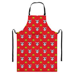 Christmas French Bulldog Santa Print Bib Apron With Pocket