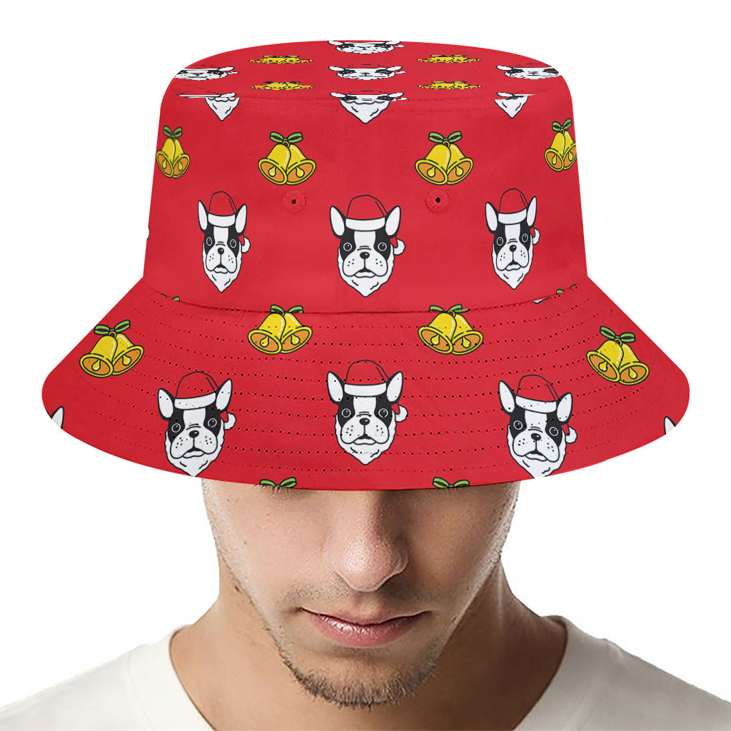 Christmas French Bulldog Santa Print Bucket Hat