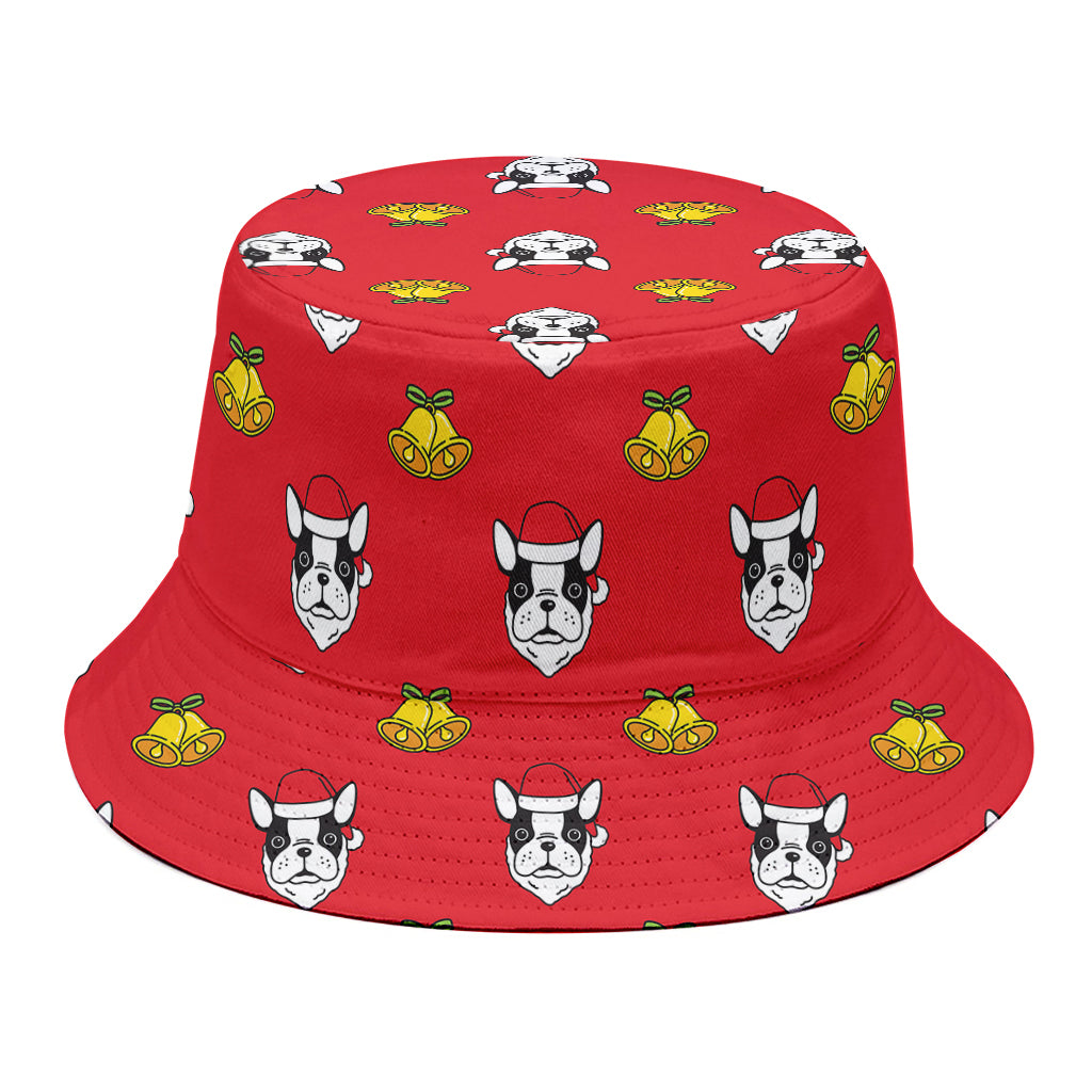 Christmas French Bulldog Santa Print Bucket Hat