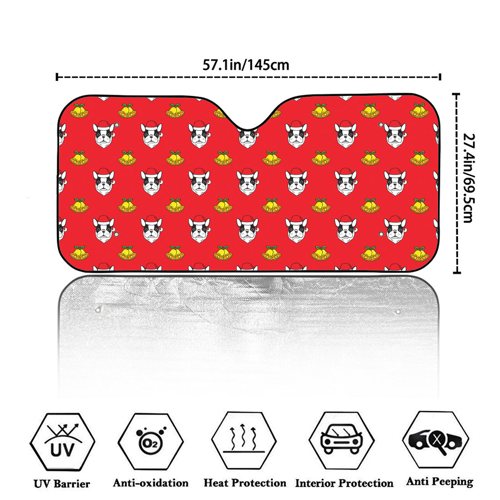 Christmas French Bulldog Santa Print Car Windshield Sun Shade