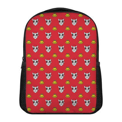 Christmas French Bulldog Santa Print Casual Backpack