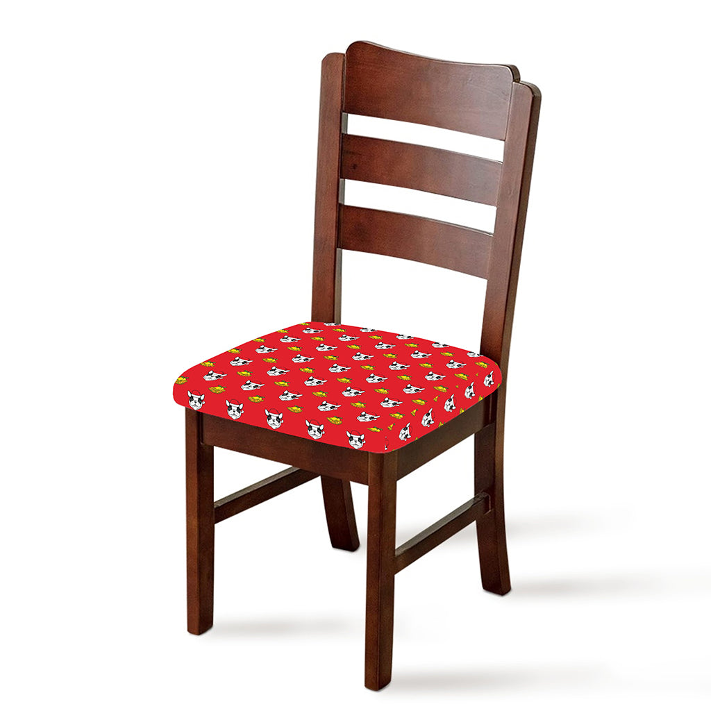 Christmas French Bulldog Santa Print Chair Cushion Cover