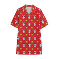 Christmas French Bulldog Santa Print Cotton Hawaiian Shirt
