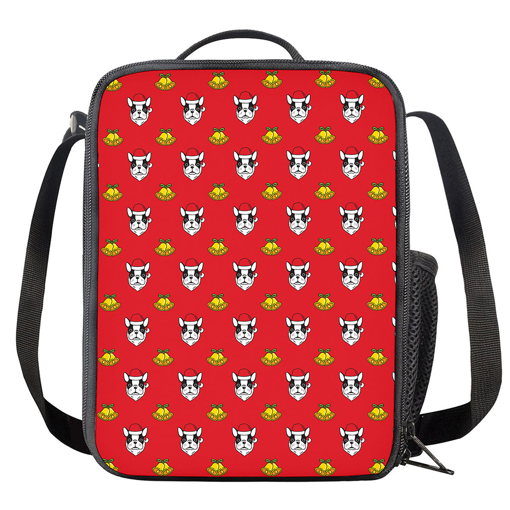 Christmas French Bulldog Santa Print Crossbody Lunch Bag