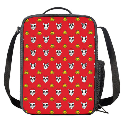 Christmas French Bulldog Santa Print Crossbody Lunch Bag