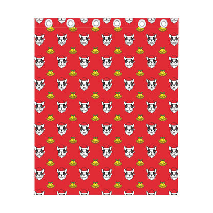 Christmas French Bulldog Santa Print Curtain