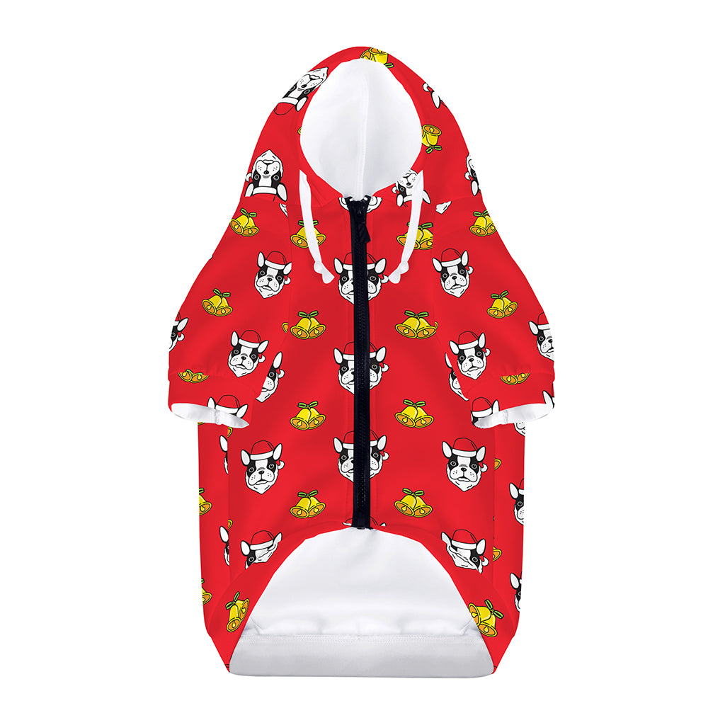 Christmas French Bulldog Santa Print Dog Zip Up Hoodie