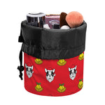 Christmas French Bulldog Santa Print Drawstring Makeup Bag