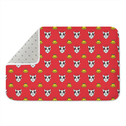 Christmas French Bulldog Santa Print Indoor Door Mat