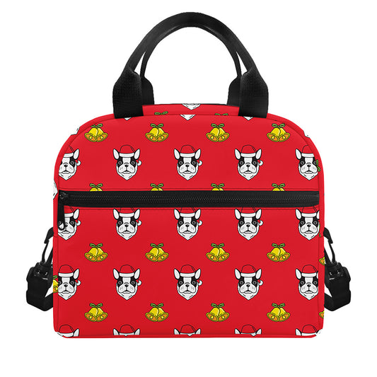 Christmas French Bulldog Santa Print Insulated Lunch Bag