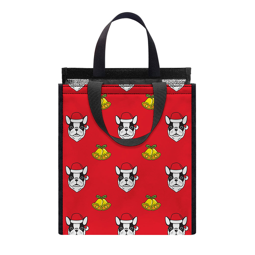 Christmas French Bulldog Santa Print Insulated Lunch Tote