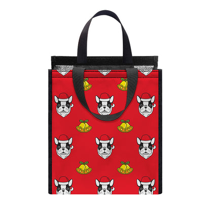 Christmas French Bulldog Santa Print Insulated Lunch Tote