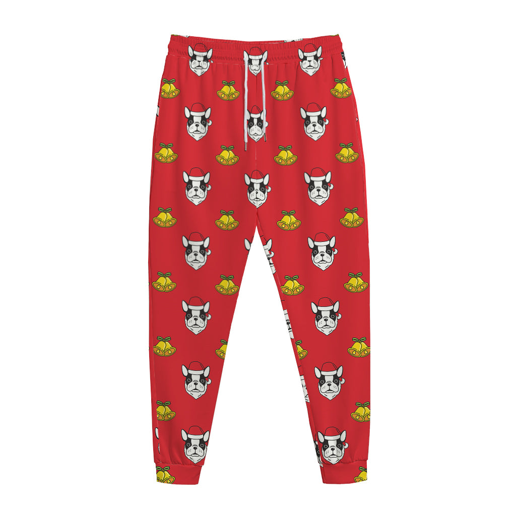 Christmas French Bulldog Santa Print Jogger Pants