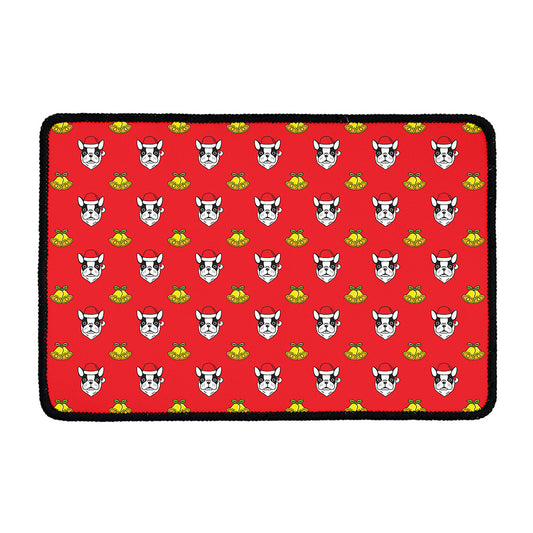 Christmas French Bulldog Santa Print Kitchen Mat
