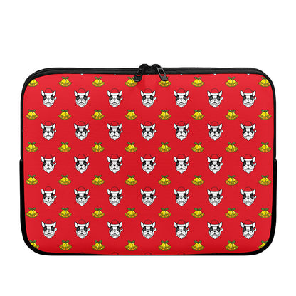 Christmas French Bulldog Santa Print Laptop Sleeve