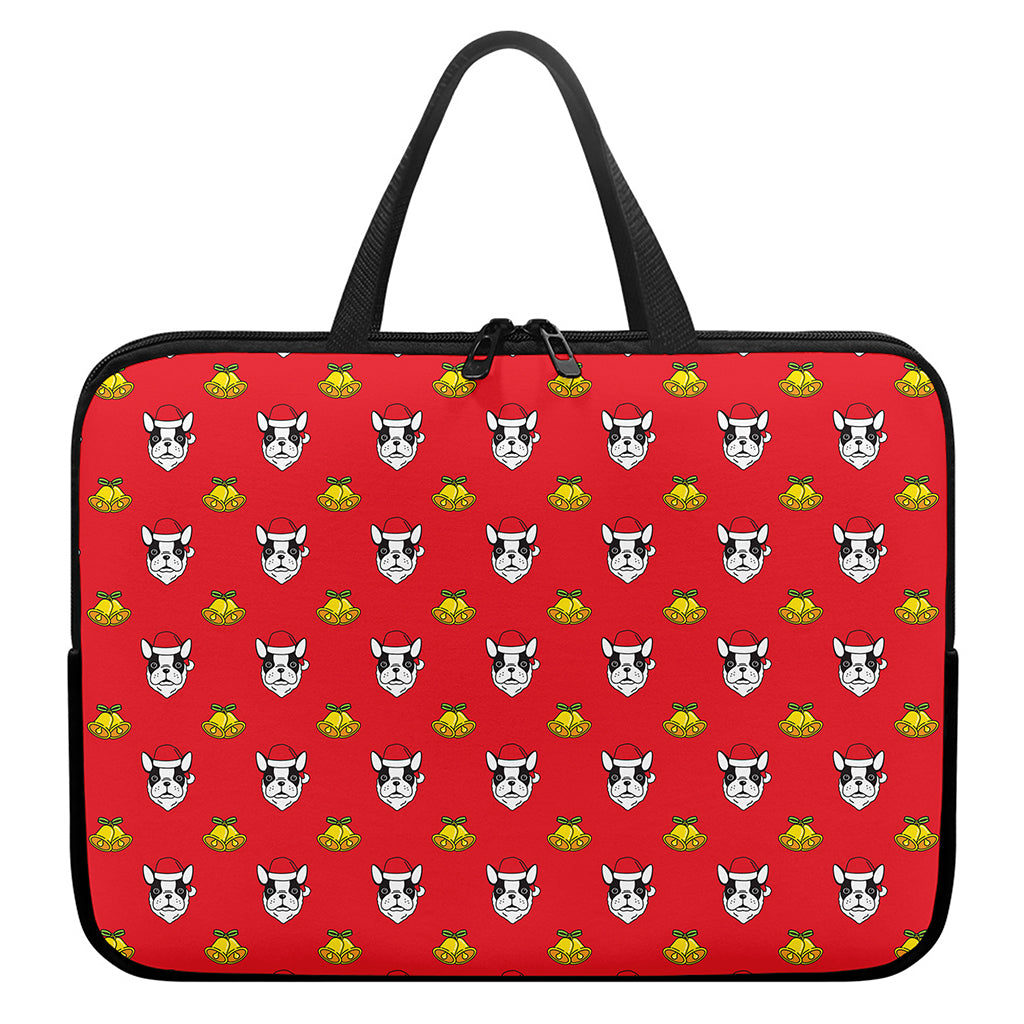 Christmas French Bulldog Santa Print Laptop Sleeve With Handle