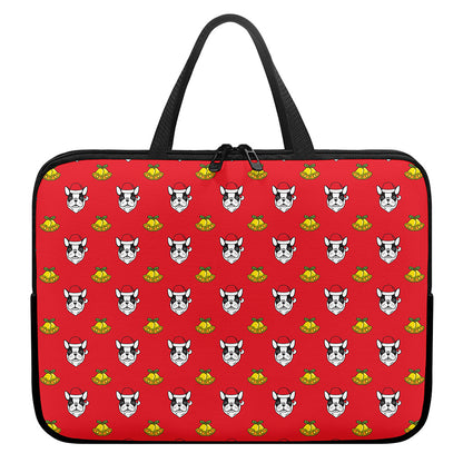 Christmas French Bulldog Santa Print Laptop Sleeve With Handle