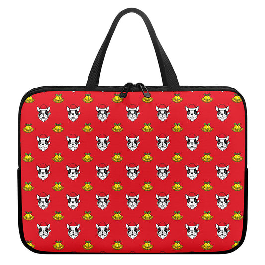 Christmas French Bulldog Santa Print Laptop Sleeve With Handle