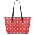 Christmas French Bulldog Santa Print Leather Tote Bag With Zipper