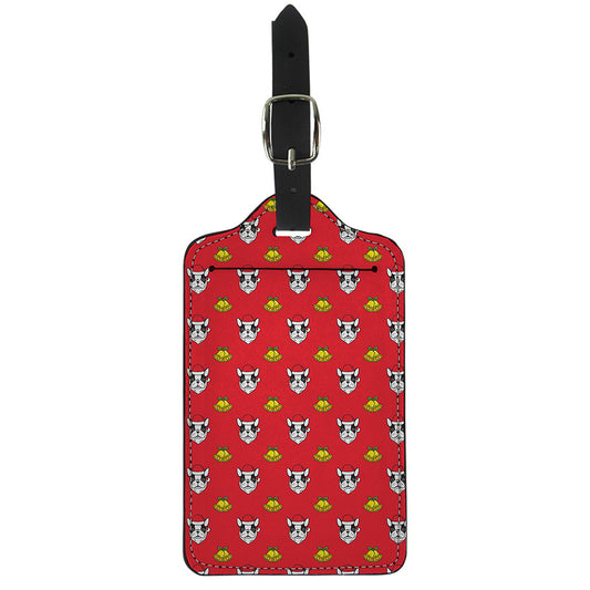 Christmas French Bulldog Santa Print Luggage Tag