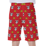 Christmas French Bulldog Santa Print Men's Beach Shorts