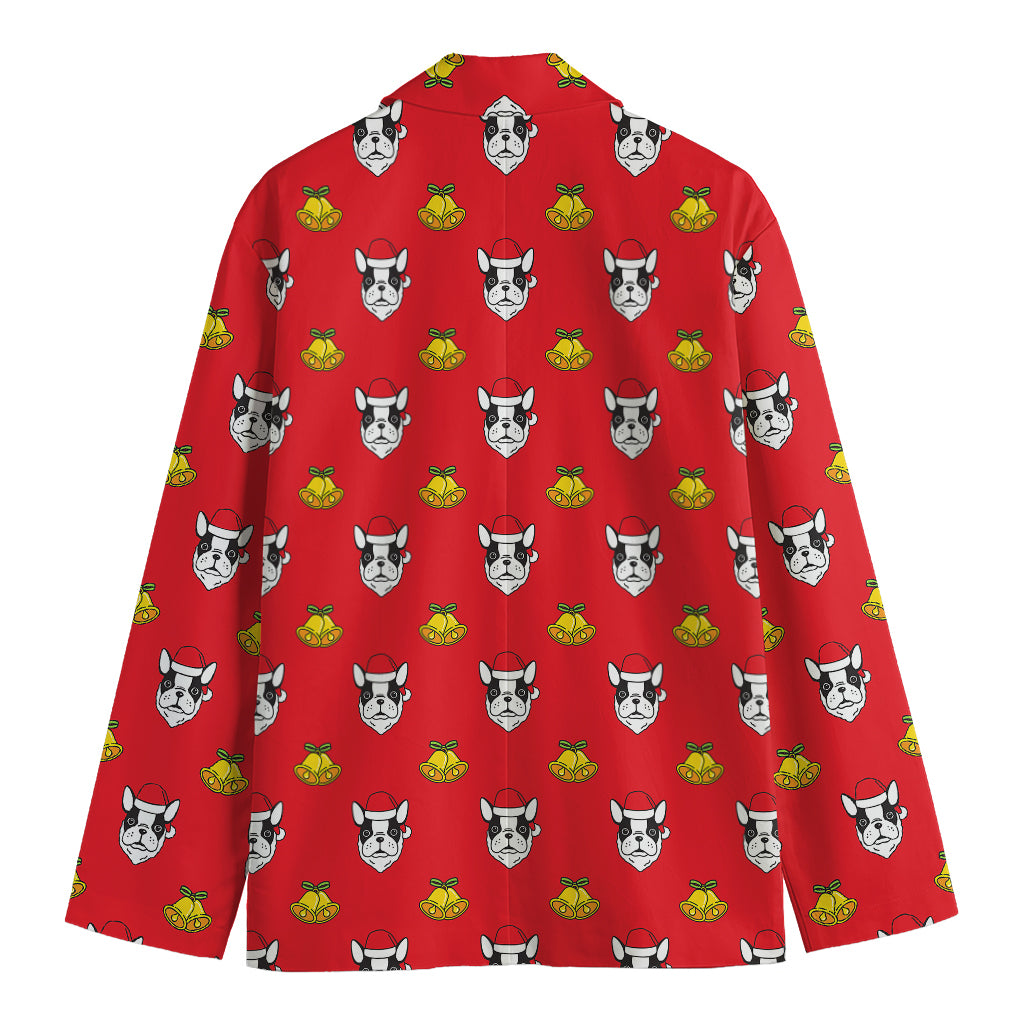 Christmas French Bulldog Santa Print Men's Blazer