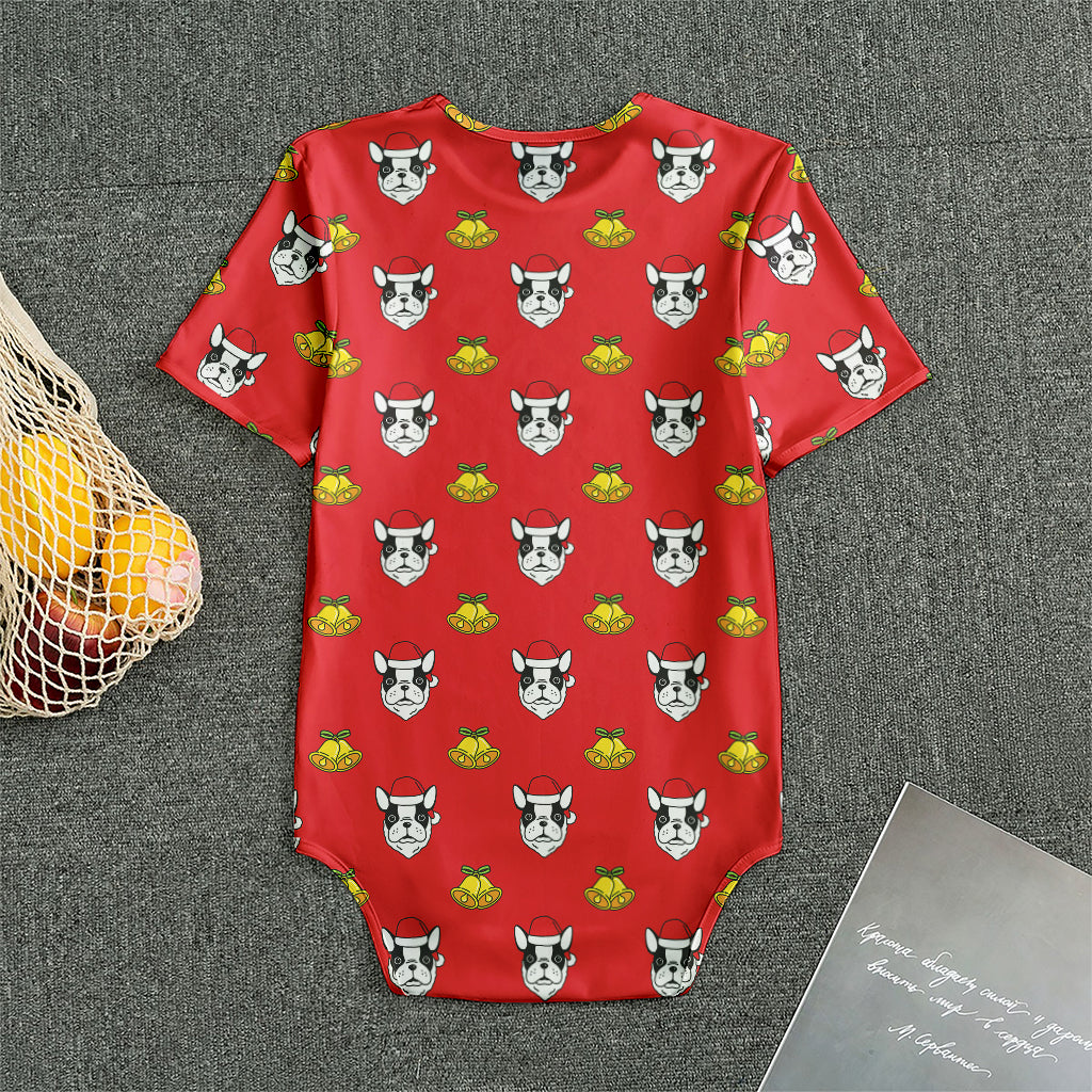 Christmas French Bulldog Santa Print Men's Bodysuit