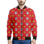 Christmas French Bulldog Santa Print Men's Bomber Jacket