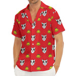 Christmas French Bulldog Santa Print Men's Deep V-Neck Shirt