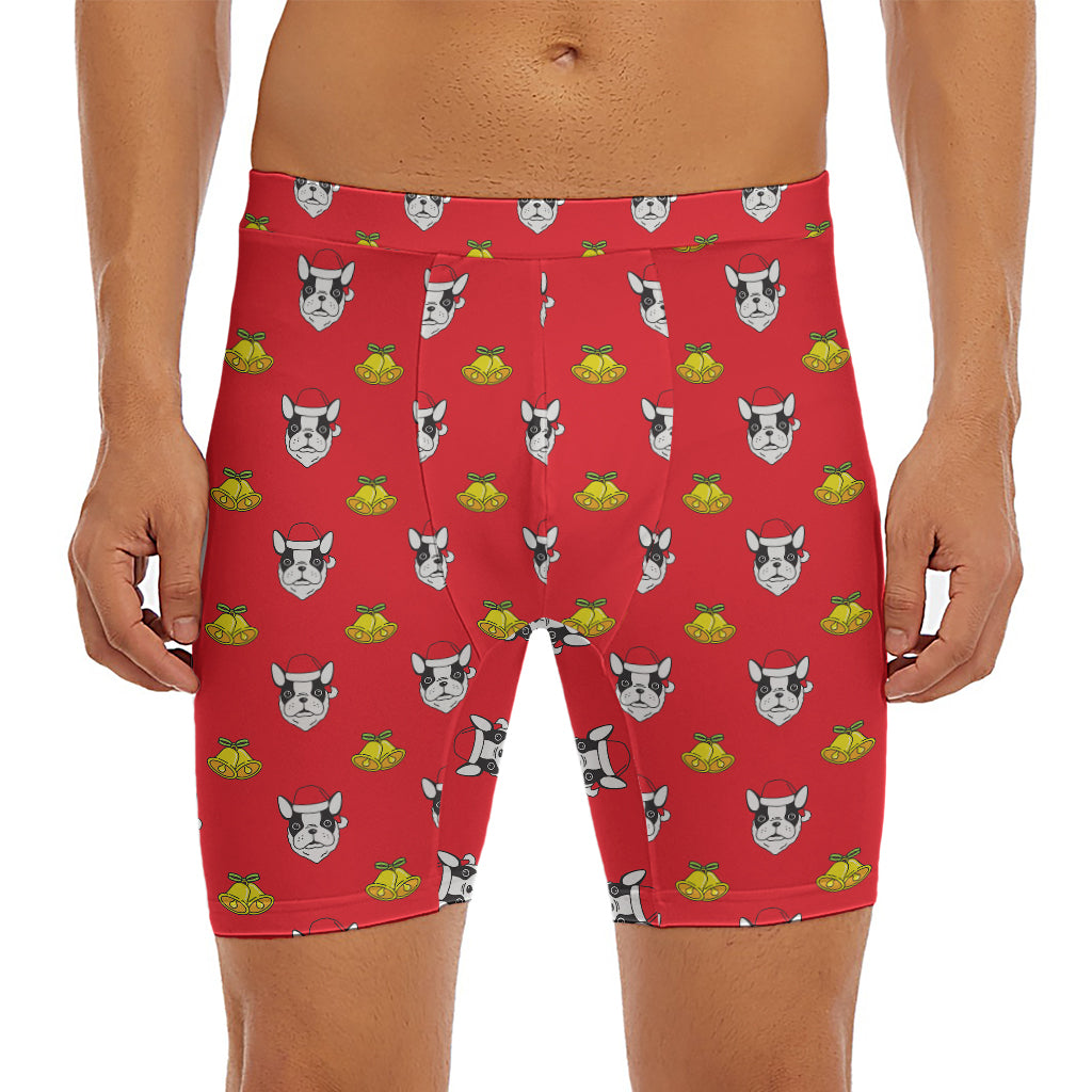 Christmas French Bulldog Santa Print Men's Long Boxer Briefs