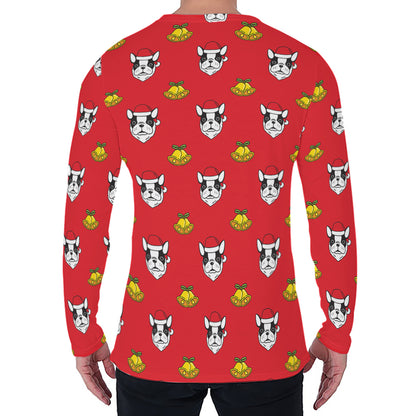 Christmas French Bulldog Santa Print Men's Long Sleeve T-Shirt