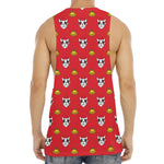 Christmas French Bulldog Santa Print Men's Muscle Tank Top