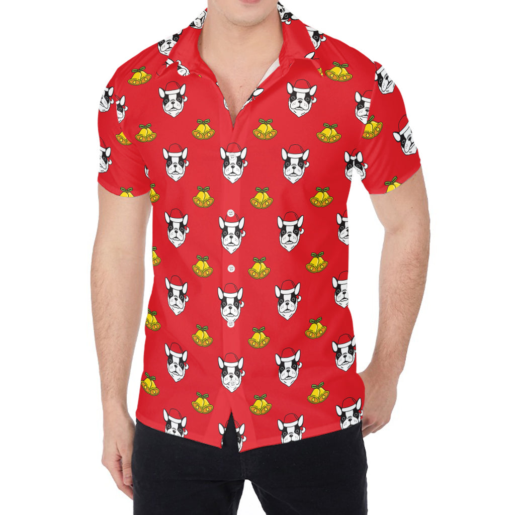 Christmas French Bulldog Santa Print Men's Shirt