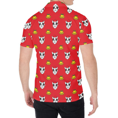 Christmas French Bulldog Santa Print Men's Shirt