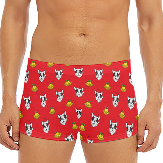 Christmas French Bulldog Santa Print Men's Short Boxer Briefs