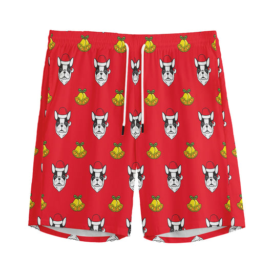 Christmas French Bulldog Santa Print Men's Sports Shorts