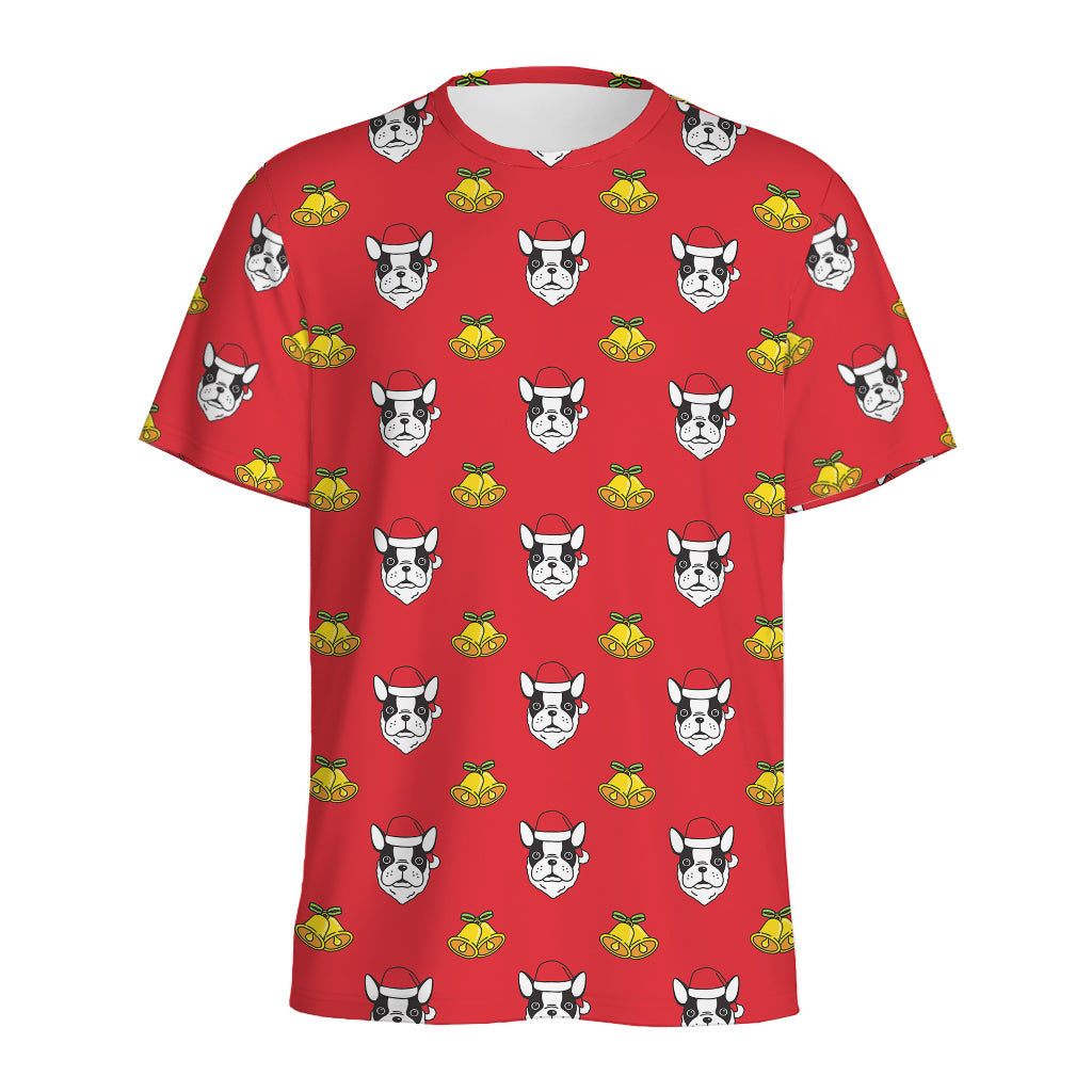 Christmas French Bulldog Santa Print Men's Sports T-Shirt