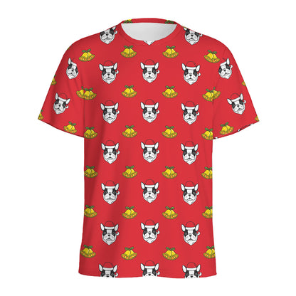 Christmas French Bulldog Santa Print Men's Sports T-Shirt