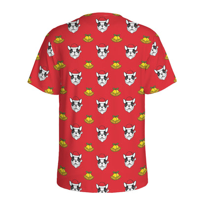 Christmas French Bulldog Santa Print Men's Sports T-Shirt