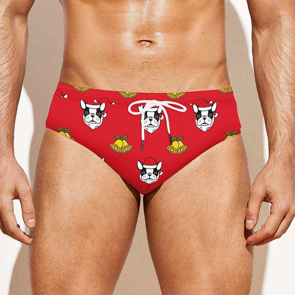Christmas French Bulldog Santa Print Men's Swim Briefs