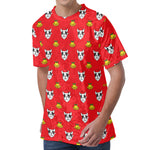 Christmas French Bulldog Santa Print Men's Velvet T-Shirt