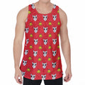 Christmas French Bulldog Santa Print Men's Velvet Tank Top