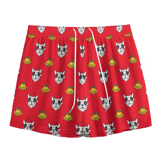 Christmas French Bulldog Santa Print Mesh Shorts