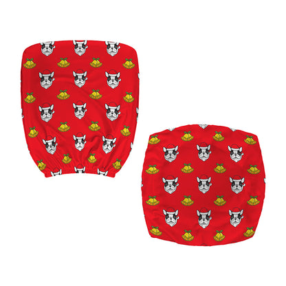 Christmas French Bulldog Santa Print Office Chair Cover
